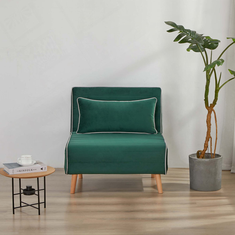 Chaise convertible en velours pliable, Vert