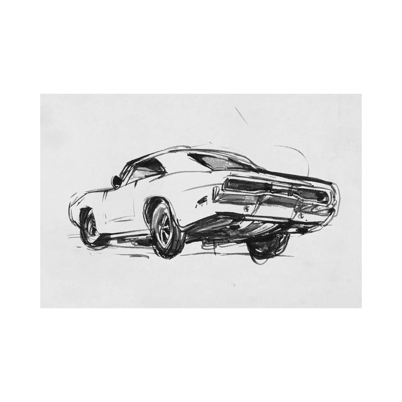 «Classic Car S croquis I» par Annie Warren, reproduction d'art sur toile tendue, H 8 po x l 12 po x P 0,75 po