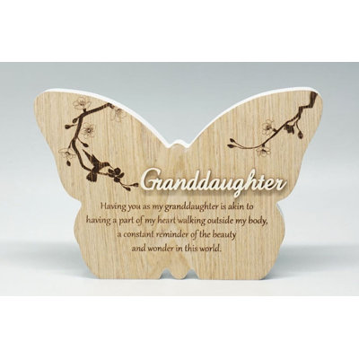 Granddaughter -Butterfly Shape With Saying Block Sign