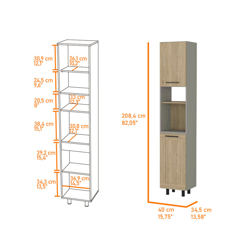 Kitchen Pantry, Six Shelves, Double Door