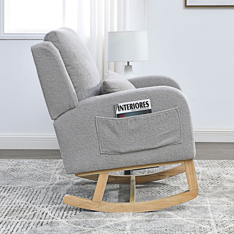Chaise berçante d'appoint, Tissu gris en peluche