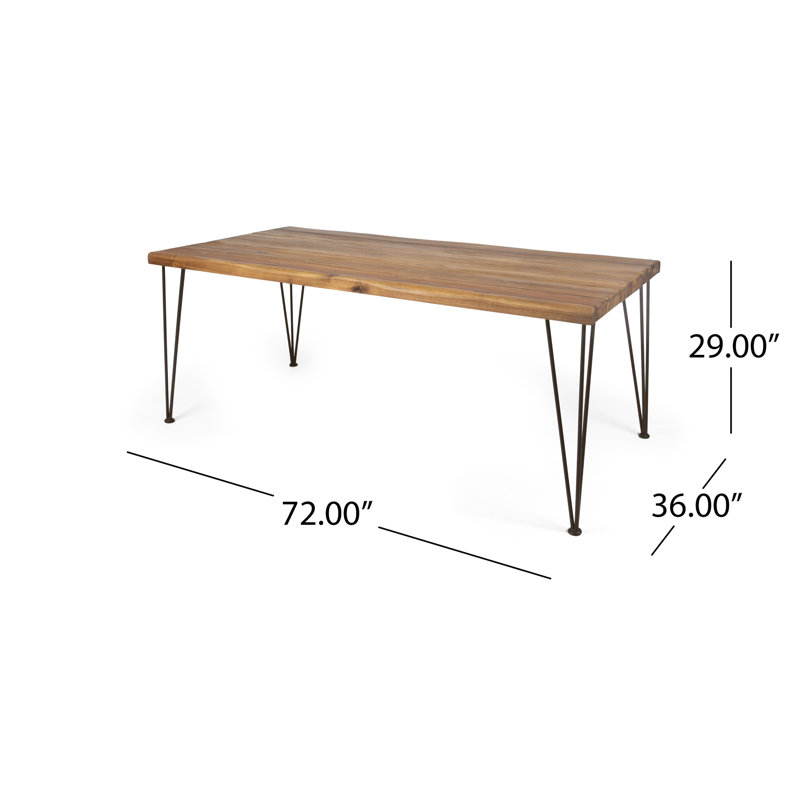 Vikesha Acacia Solid Wood Top Metal Base Dining Table