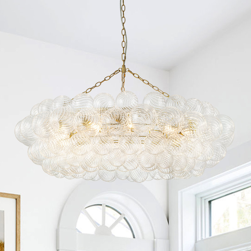 Theresa Cluster Chandelier with Glass Accents, 22.83" H x 40.94" W x 40.94" D, 12