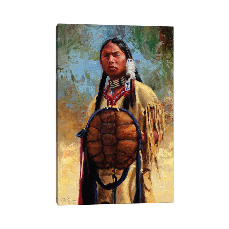 Turtle Spirit Shield by Joe Velazquez - Wrapped Canvas Print, 20.32 cm H x 30.48 cm W
