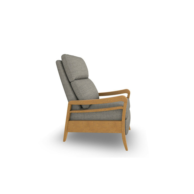 Modern High Leg Recliner, Slate, Honey Birch