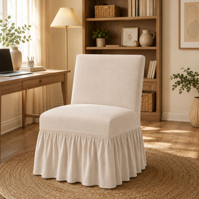 Stretch Armless Chair Cover, Ruffled Skirt Design