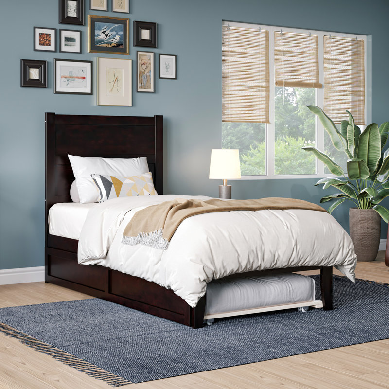  Lit plateforme en bois massif avec lit gigogne Barbera, Simple, Espresso