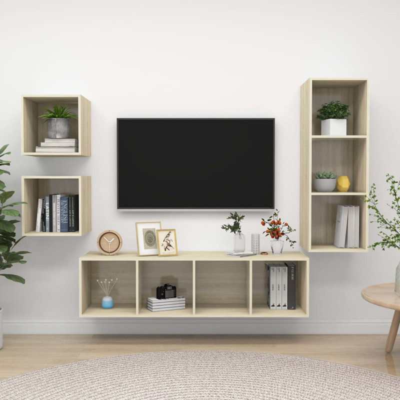 Meuble télé 4 pièces VidaXL, Chêne de Sonoma