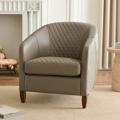 29.1'' W Top-Grain Genuine Leather Upholstered Barrel Chair