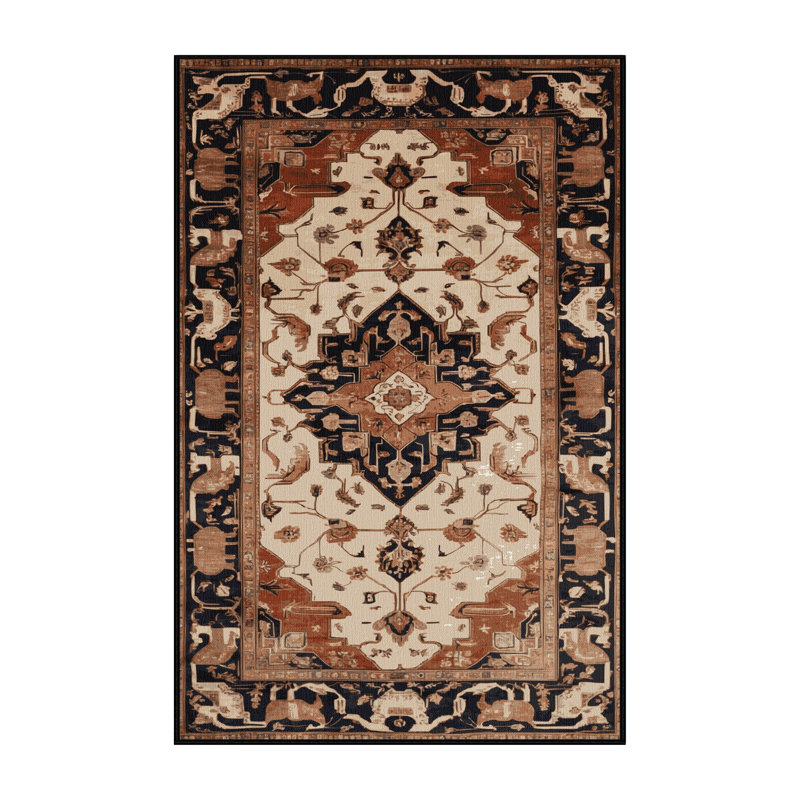 Machine Washable Persian Brown Area Rug, Rectangle 8' x 12'