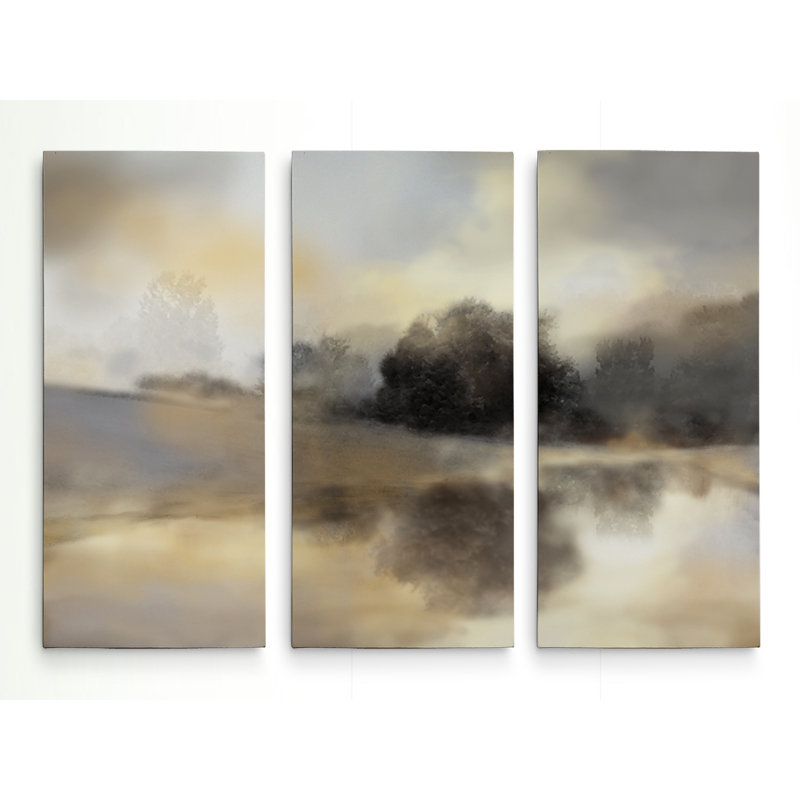 Étang brumeux-reproduction de photo sur toile, H 40 po x l 60 po x P 1,5 po