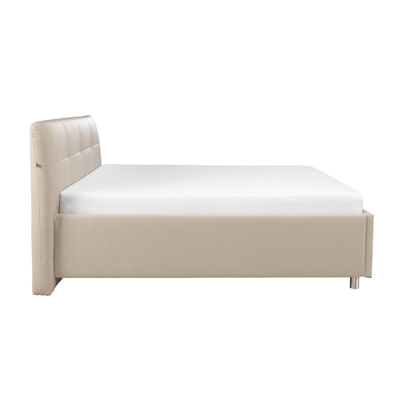 Upholstered Bed, Beige, 160x200