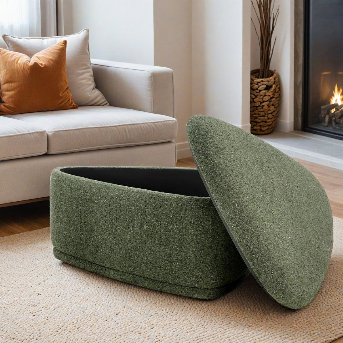 Adna 44" Storage Ottoman, Mellow Forest Chenille