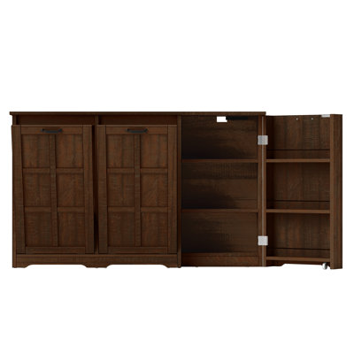 Buffet inclinable en bois à 6 tablettes avec prises USB 