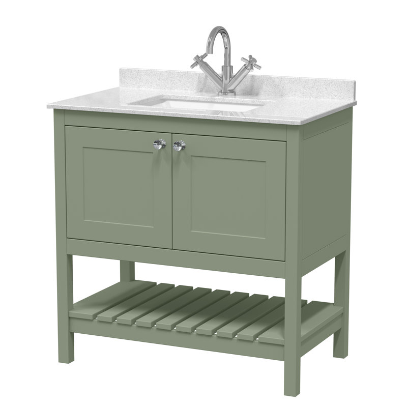 Bexley 820mm Single Bathroom Vanity with Integrated Vitreous China Basin, Fern Green