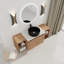 Meuble-lavabo mural 54 po avec lavabo d'art en céramique et 2 tablettes de rangement, 2 portes à fermeture douce, emballage KD, contreplaqué-267257139