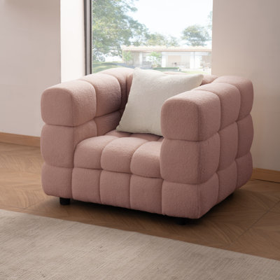 Fauteuil d'appoint modulaire 40,16 po avec oreiller en forme de nuage moderne pour le salon et la chambre à coucher, rose