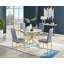 Tierra Modern Chrome Metal & Glass Round Dining Table Set with 4 Quilted Velvet Chairs-88389003-88389005-88388994