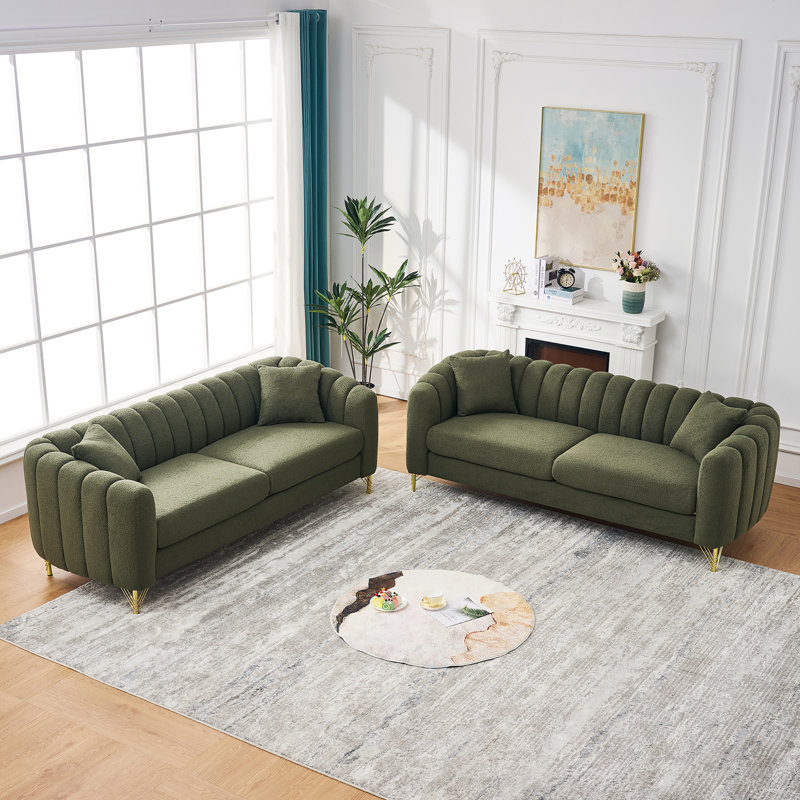 Canapés en chenille spacieux, design moderne de luxe avec pieds en métal pour la maison