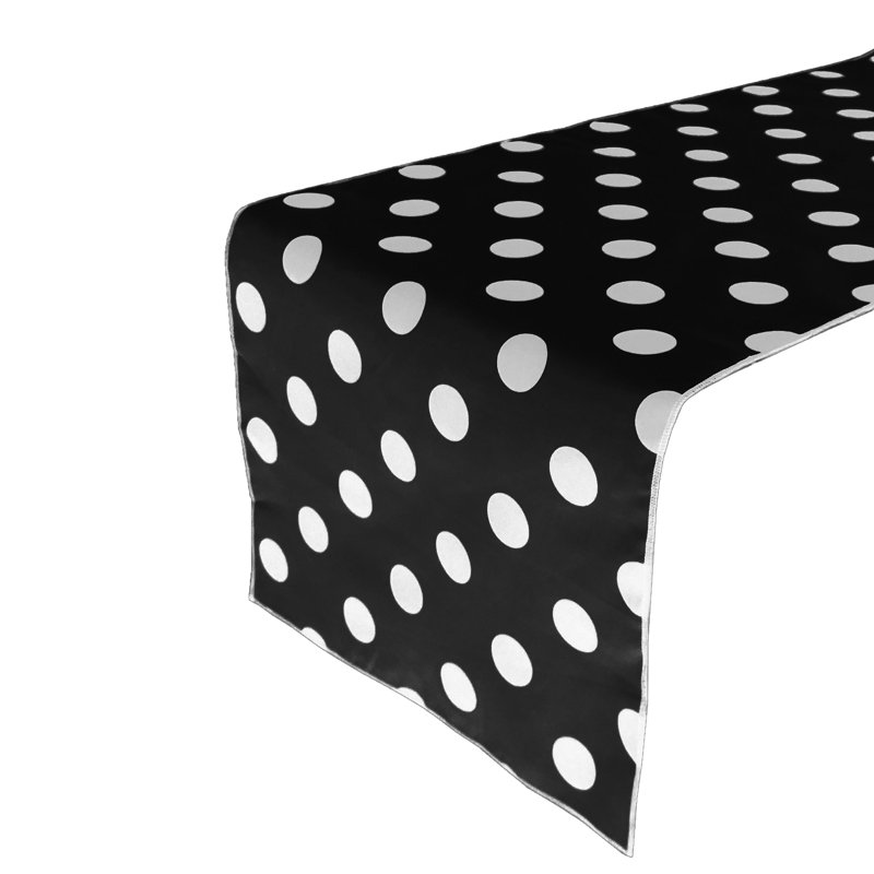 Chemin de table à pois, L 144 po x l 24 po, Blanc / noir