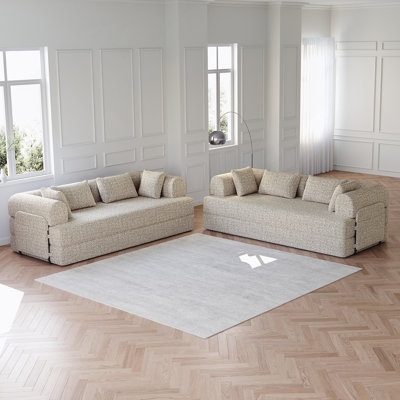 Canapé-lit convertible 2 pièces 78,7 po avec oreiller cylindrique et canapé-lit pliable en chenille avec poche latérale