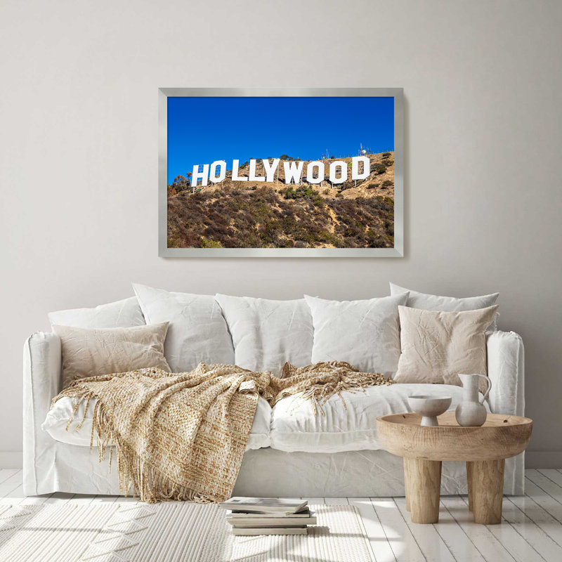 «Hollywood California», reproduction de photo encadrée, H 21,5 po x l 27,5 po x P 0,75 po, Encadrement argenté