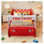 Structure de lit simple pour enfant en forme de camion de pompier blanc et rouge