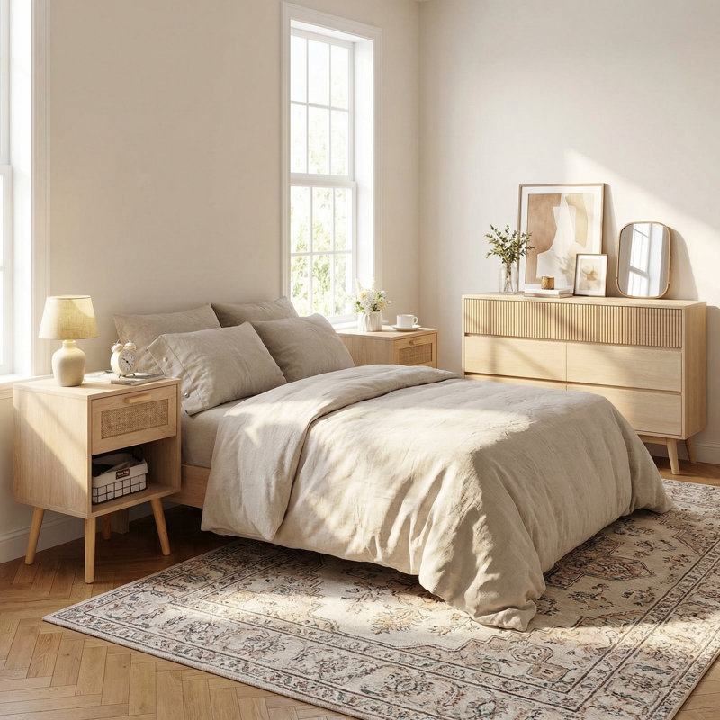 Ensemble de chambre à coucher (table de chevet et commode)