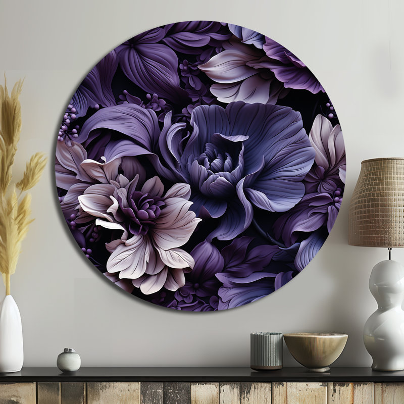 Galice - Art floral rond en métal, H 29 po x l 29 po
