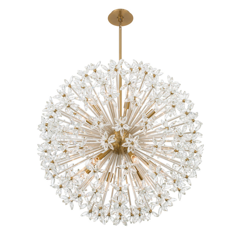 Lustre en laiton vieilli 34 po Adley, H 33,75 po x l 34 po x P 34 po