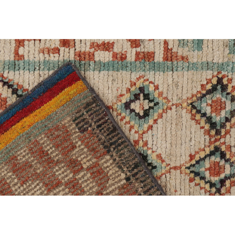 Moroccan Hand Knotted Geometric Area Rug, Rectangle 6' x 9'