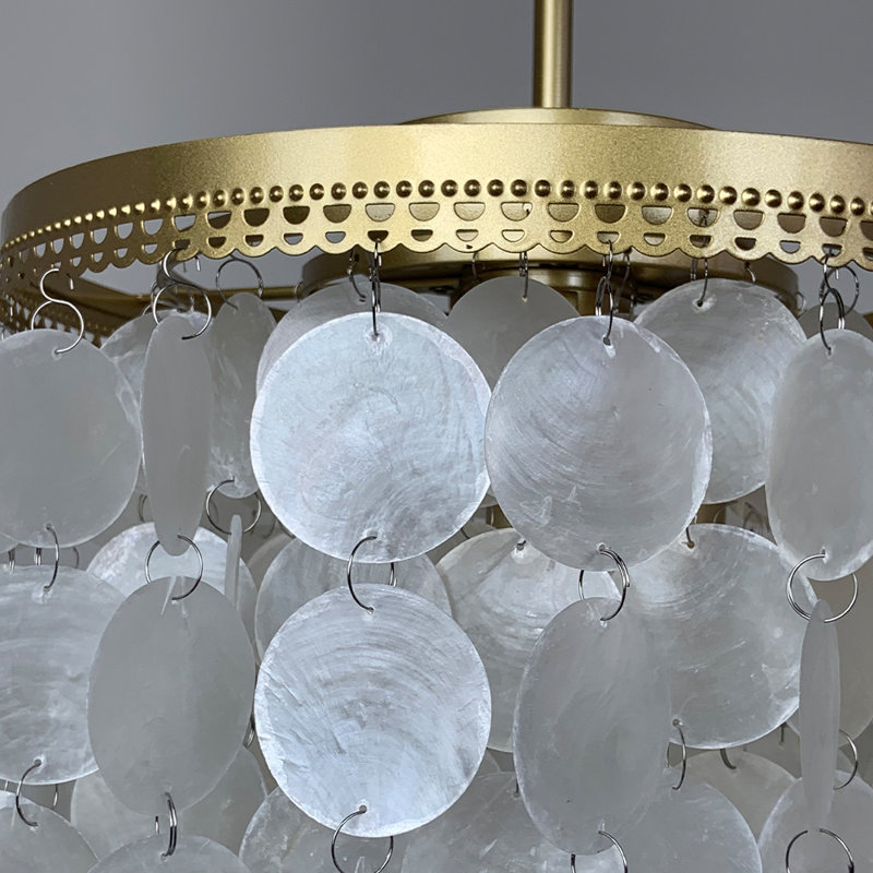 Luminaire suspendu coquillage à 3 niveaux Dickison, Laiton