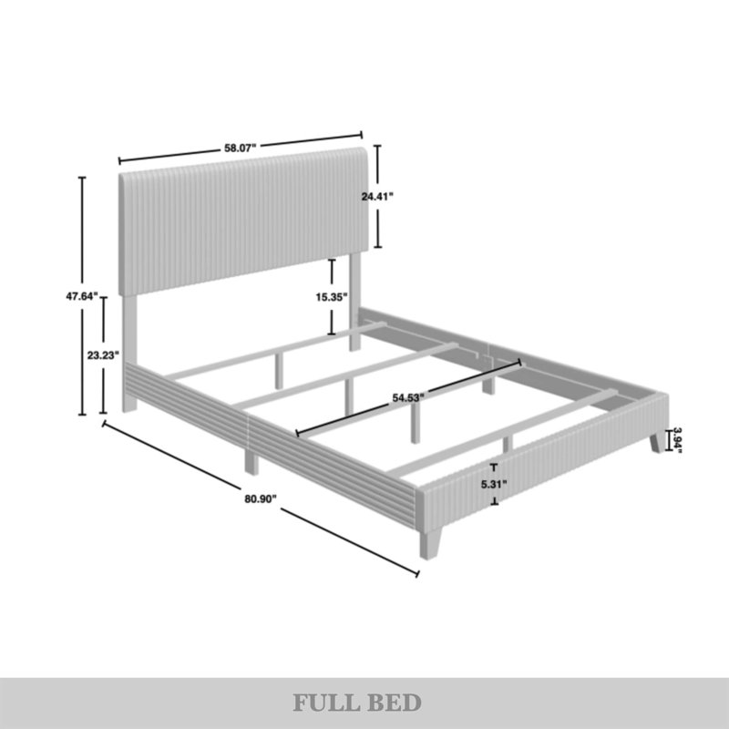Lit tapissier en velours Pravesh, Double, Beige
