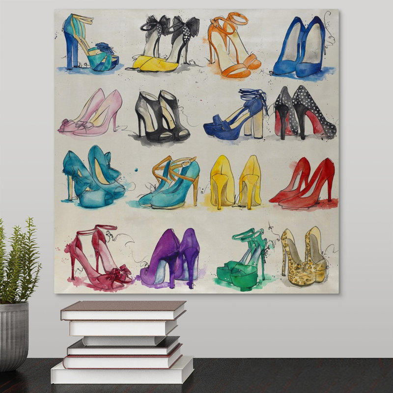 « placard of chaussures », peinture sur toile, H 16 po x l 16 po x P 1,25 po, Toile tendue