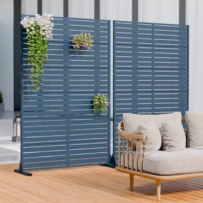 Louvered 72 x 47 Inch Metal Outdoor Privacy Screens