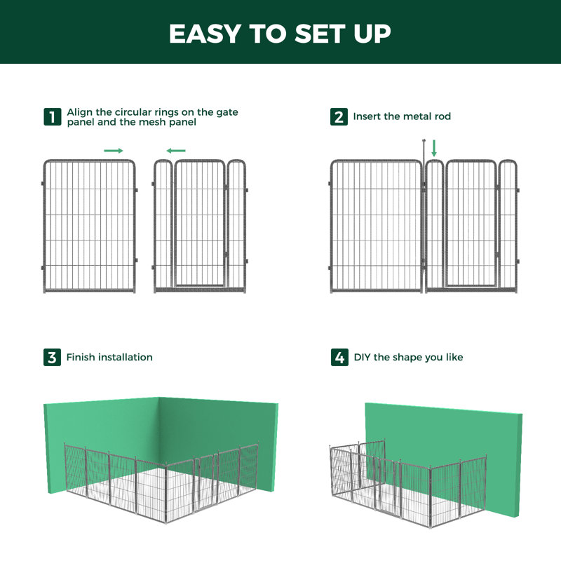 Silver Metal 8-Panel Outdoor Dog Playpen