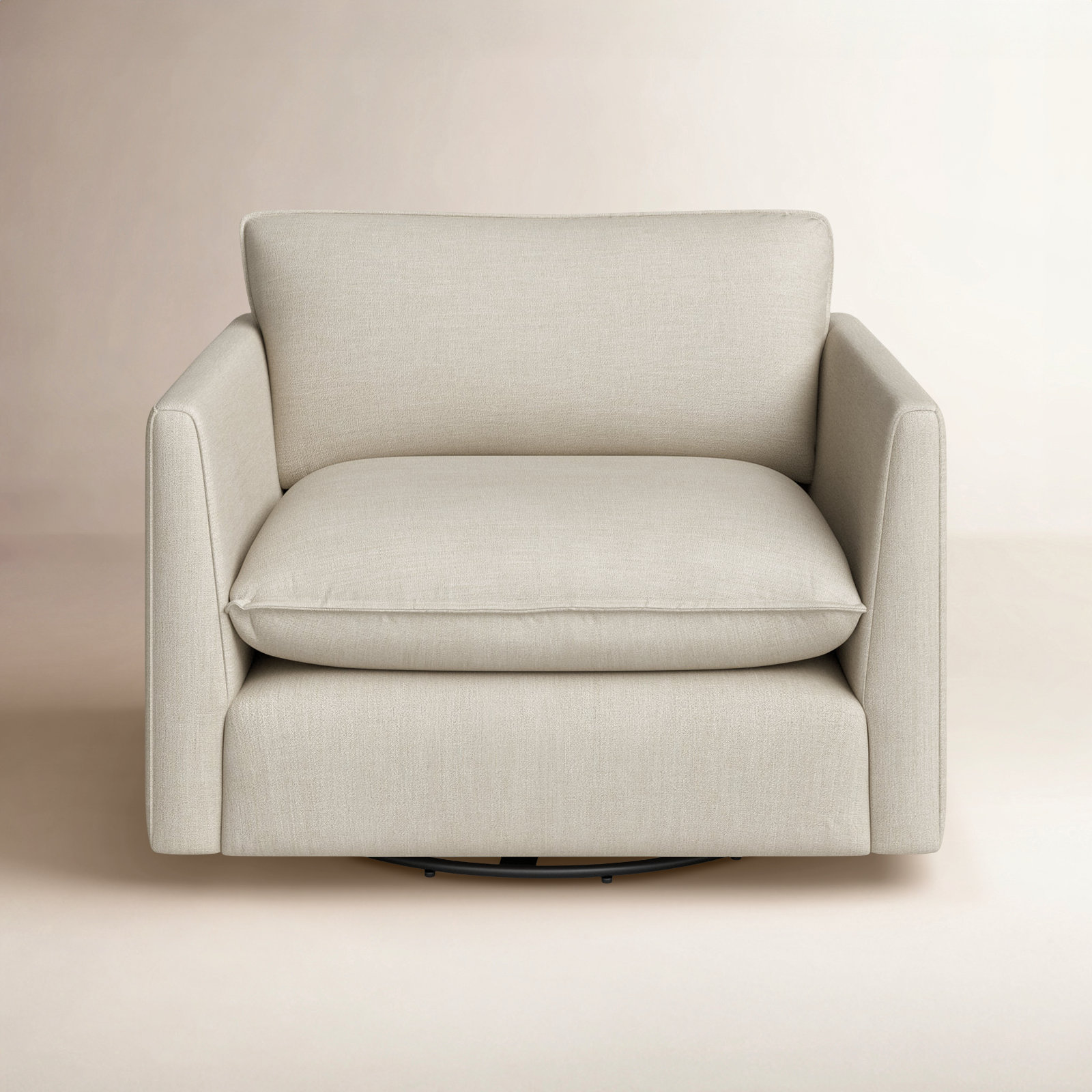 Roselare 45" W Oversized Swivel Armchair, Effie Linen Performance Linen