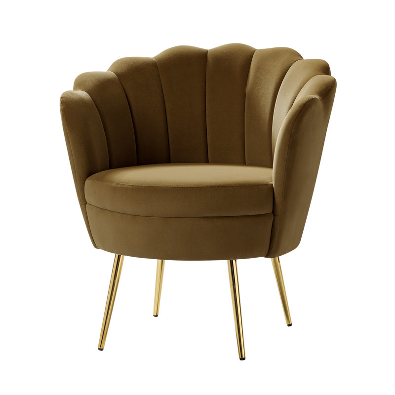 Chaise de travail en velours avec design ergonomique Louise, Doré