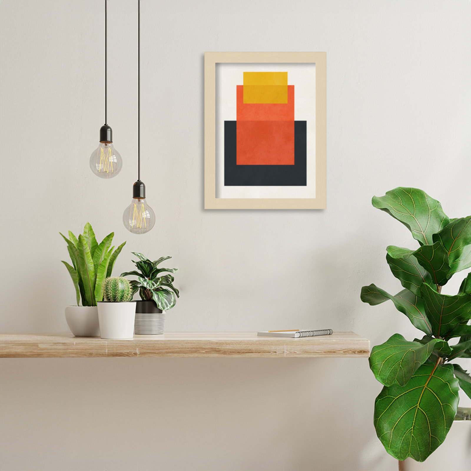 Overlapping Geometry 10 Print, 13" H x 10" W, Brown/Orange, Brown
