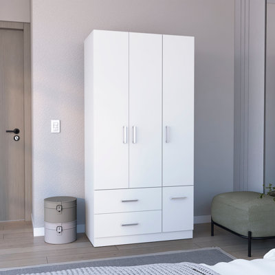 Armoire armoire 71 po, 4 portes, tringle, 3 armoires, 6 tablettes