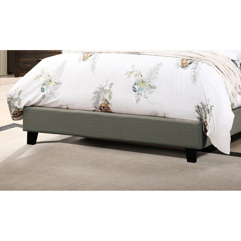 Lit réglable pour tête de lit double, revêtement en lin gris