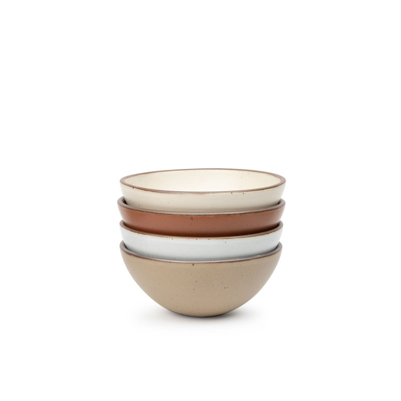 Soup Bowl - Set of 4, Brown/White/Red