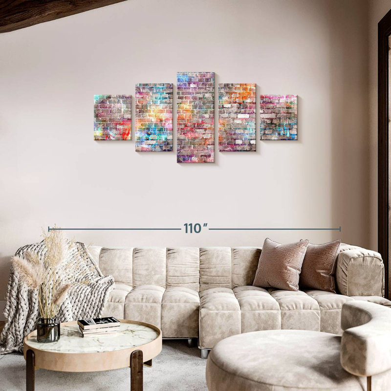 Colourful Brick Wall, H 34 po x l 74 po
