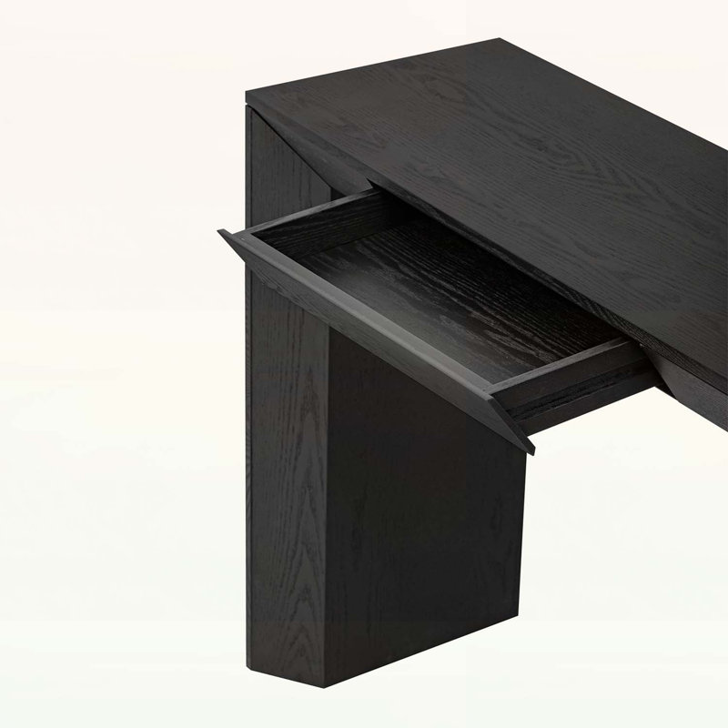 Modern Farmhouse Console Table with 2 Concealed Drawers,Waterfall Design for Living Room, Black