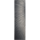 Runner Mouton Abstract Machine Made 2'2" x 7'6" Polyester Area Rug in Grey