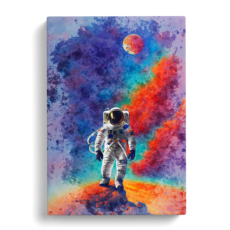 Astronaut In Watercolour No.1 - Wrapped Canvas Print, 50cm H x 35cm W x 3cm D