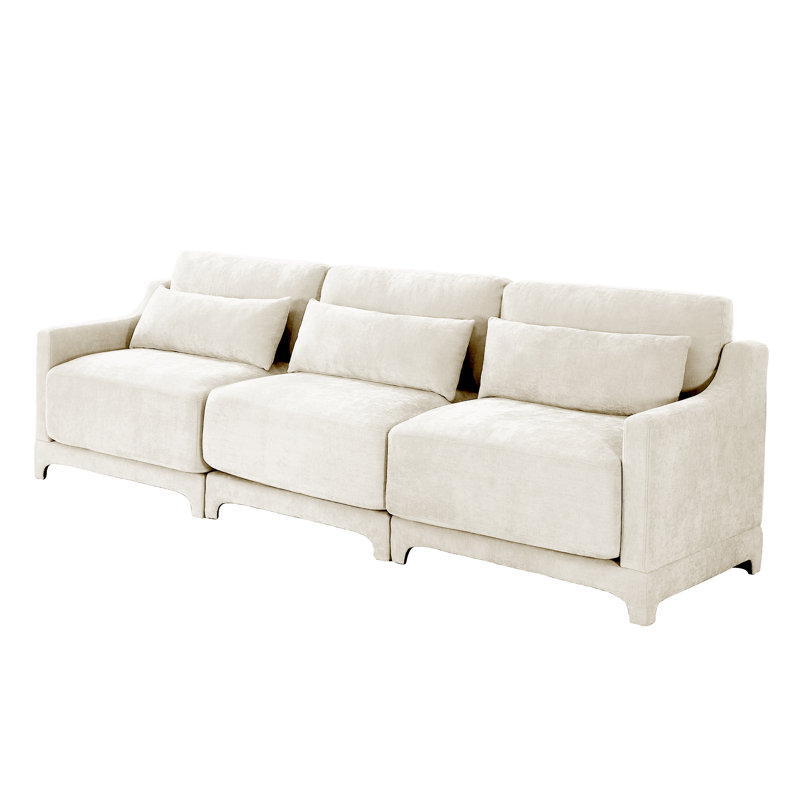 73.2" Chenille Upholstered Pillow-Top Arm Sofa Couch, 2, Beige