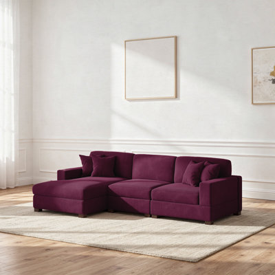 Canapé modulaire rembourré 3 pièces en velours côtelé-L