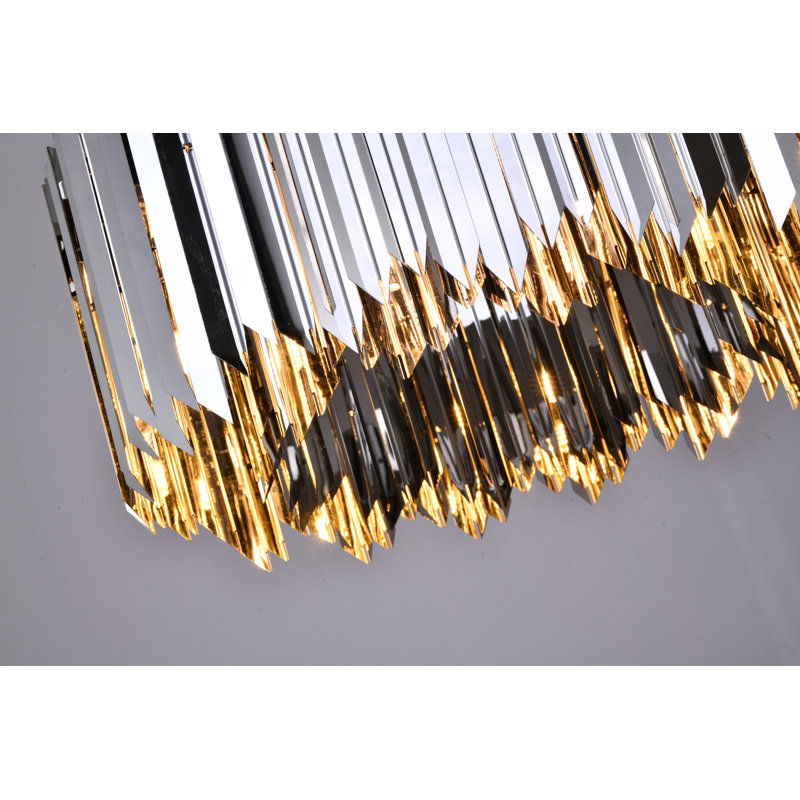 8-Light Chrome Stainless Steel Spike Drum Chandelier, Clear, Shiny Nickel