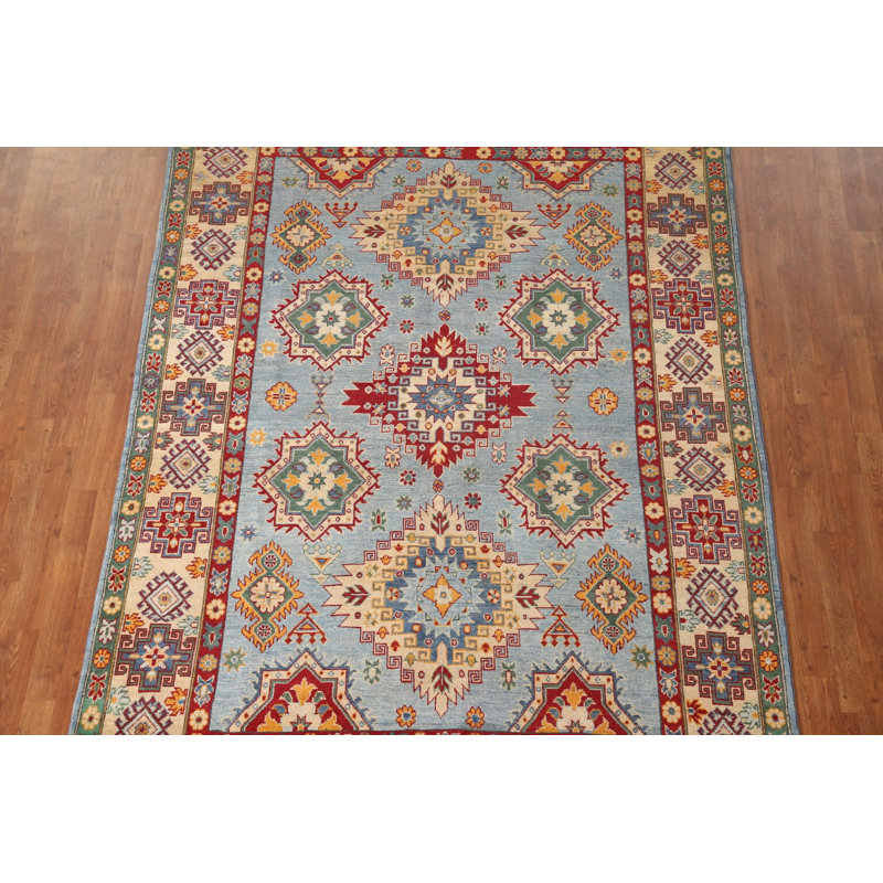 Light Blue Kazak Oriental Area Rug